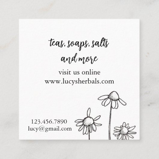 ハーブビジネスカモミール茶せっけん塩 スクエア名刺 (裏面)