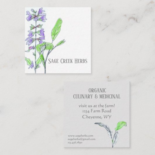 ハーブビジネスセージ農薬用調理器具 スクエア名刺 (正面/裏面)