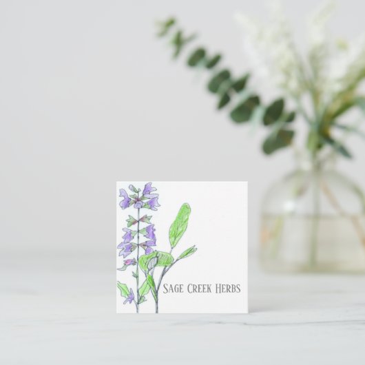 ハーブビジネスセージ農薬用調理器具 スクエア名刺 (スタンド正面)