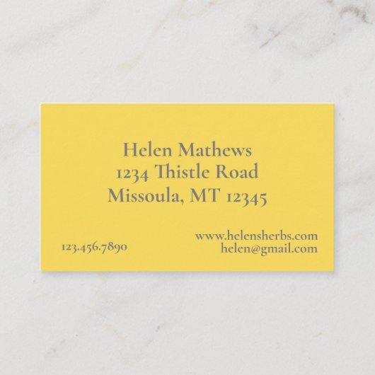 ハーブファームエキナセア薬用料理 名刺 (裏面)