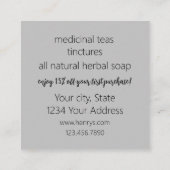 ハーブファームタンデリオン薬草ビジネスカード スクエア名刺 (裏面)