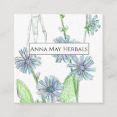 ハーブファームチコリー薬草ビジネスカード スクエア名刺 (正面)