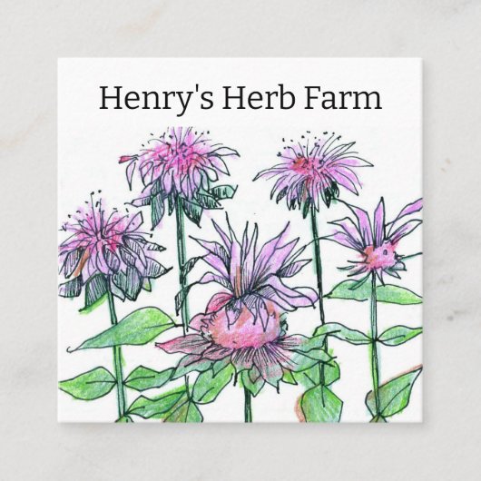 ハーブファームビーバーム薬草ビジネスカード スクエア名刺 (正面)