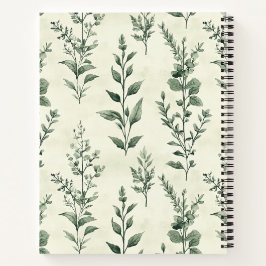 ハーブプラパーソナライズされたントパターンファミリーレシピ ノートブック (裏面)