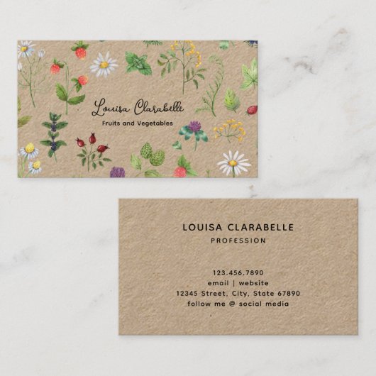 ハーブベリー野菜をテーマにした 名刺 (正面/裏面)