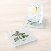 ハーブライフコムフリー水色、カスタマイズ可能 ガラスコースター (アングル)