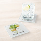 ハーブライフ：イチョウのカスタマイズ可能 ガラスコースター (アングル)