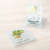 ハーブライフ：イチョウのカスタマイズ可能 ガラスコースター (アングル)