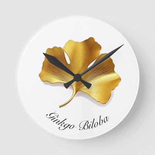 ハーブライフ：ゴールデンイチョウのカスタマイズ可能 ラウンド壁時計 (正面)