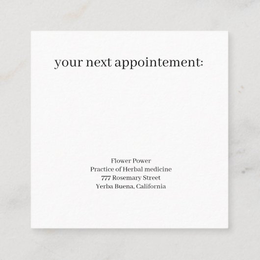 ハーブライフ：パッションフラワーのカスタマイズ スクエア名刺 (裏面)