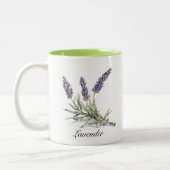 ハーブライフ：ラベンダー、カスタマイズ可能 ツートーンマグカップ (左)