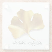 ハーブライフ：金ゴールドイチョウ葉のカスタマイズ可能 ガラスコースター (裏面)