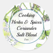 ハーブレシピカスタムラベルコリアンダー塩ブレンド ラウンドシール (正面)