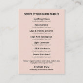 ハーブロオーガニックウソク及び石鹸製品レンジカード 名刺 (裏面)