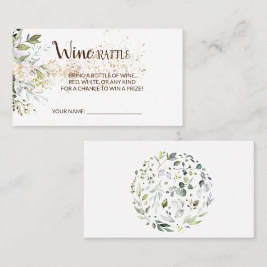 ハーブワインラッフルチケットブライダルシャワーカード プレイスカード (正面/裏面)