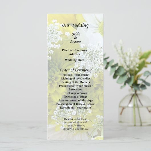 ハーブワート、コスモス、クイーンアンのレースの花束 プログラム (スタンド正面)