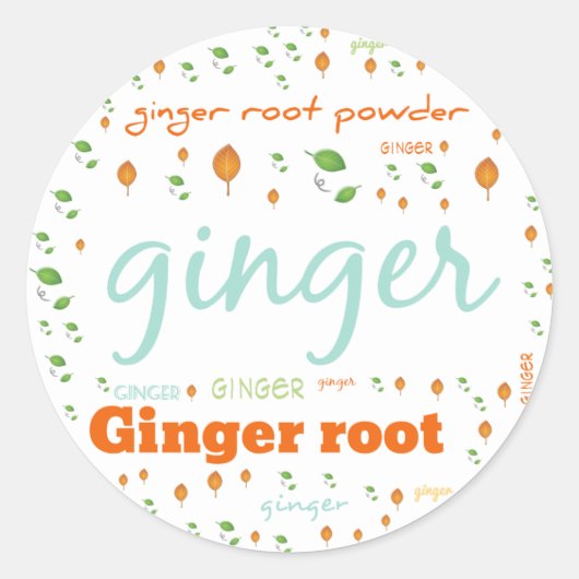 ハーブワードラベル – 生姜の根粉 ラウンドシール (正面)