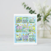 ハーブ園トンボ蜂蜜ミツバチ水色 ポストカード (スタンド正面)