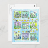 ハーブ園トンボ蜂蜜ミツバチ水色 ポストカード (正面/裏面)