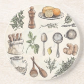 ハーブ地中海の&キッチンの必需品 コースター (正面)