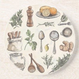 ハーブ地中海の&キッチンの必需品 コースター