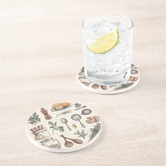 ハーブ地中海の&キッチンの必需品 コースター (側面)