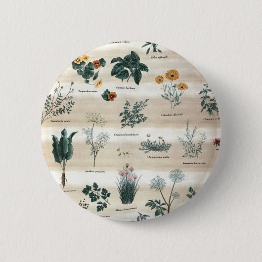 ハーブ植物花 缶バッジ (正面)