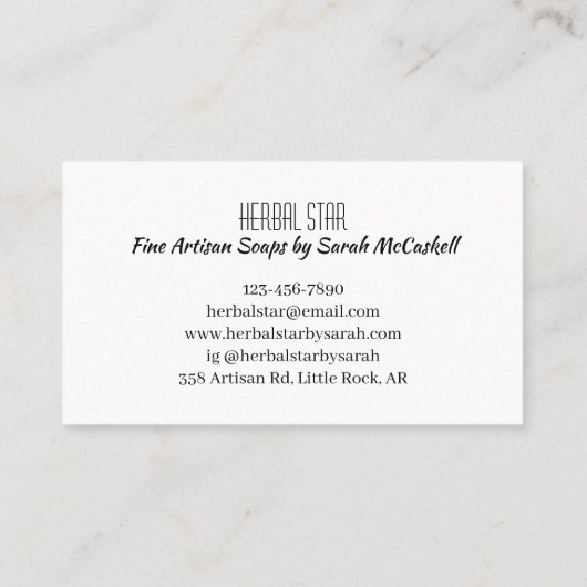 ハーブ素晴らし職人せっけんメーカー 名刺 (裏面)