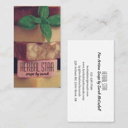 ハーブ素晴らし職人せっけんメーカー 名刺 (正面/裏面)