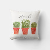 ハーブ花ウォーターカラーセージヴィンテージ植物学 クッション (正面)