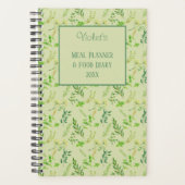 ハーブ葉 – 緑パーソナライズされたの食日記&食事 プランナー手帳 (正面)