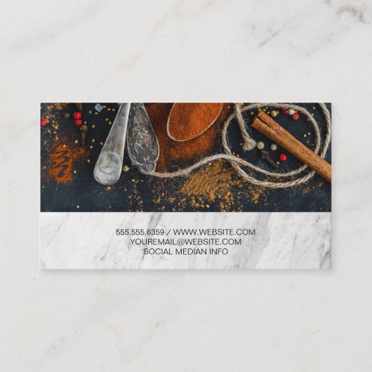 ハーブ香辛料 | Chefの帽子とツール 名刺 (裏面)