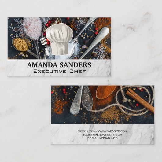 ハーブ香辛料 | Chefの帽子とツール 名刺 (正面/裏面)