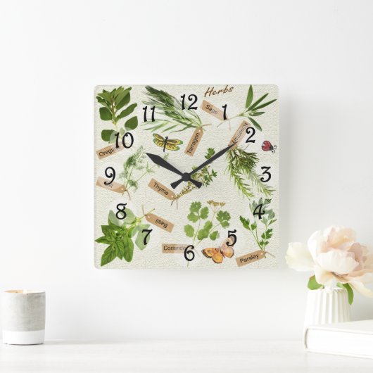 ハーブ スクエア壁時計 (ホーム)