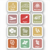 ハーブ&スパイスの瓶ラベルあなたのパントリーステッカー シール (正面)