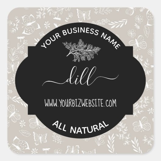 ハーブ&スパイスジャー製品ラベル スクエアシール (正面)