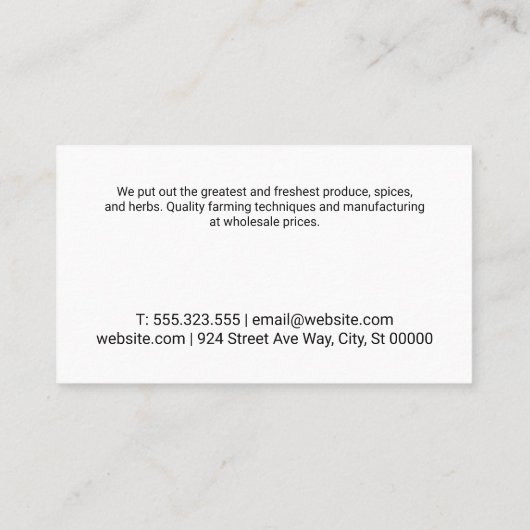 ハーブ&スパイス農家マーケット名刺 名刺 (裏面)