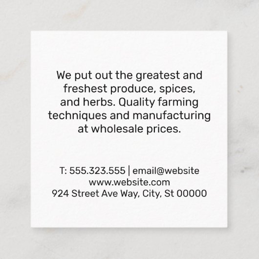 ハーブ&スパイス スクエア名刺 (裏面)