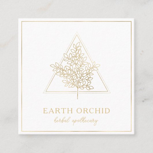 ハーブ+フローラ薬局金ゴールド スクエア名刺 (正面)