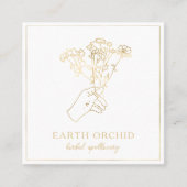 ハーブ+フローラ薬局金ゴールド スクエア名刺 (正面)