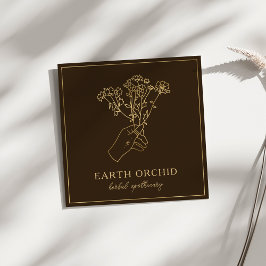 ハーブ+フローラ薬局金ゴールド&ブラウン スクエア名刺