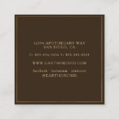 ハーブ+フローラ薬局金ゴールド&ブラウン スクエア名刺 (裏面)