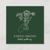 ハーブ+フローラ薬用グリーン スクエア名刺 (正面)