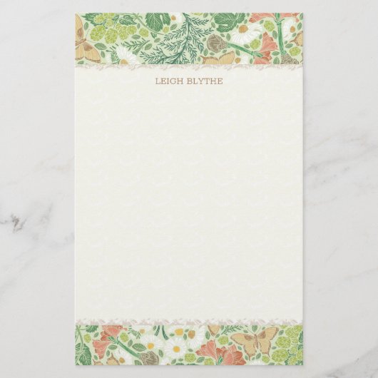 ハーブ，ベリー，バタフライ文パーソナライズされた房具 便箋 (正面)