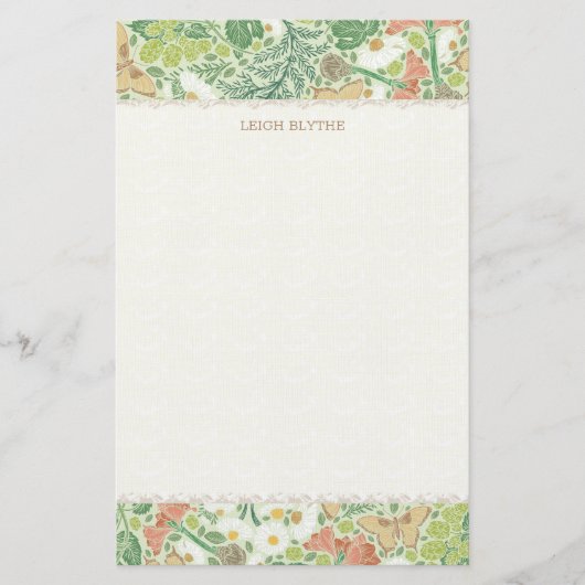 ハーブ，ベリー，バタフライ文パーソナライズされた房具 便箋 (正面)