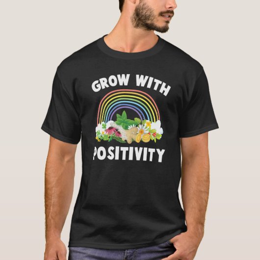 ハーブ ポジティブな気持ちで育つ 植物 ガーデニング 庭 Tシャツ (正面)