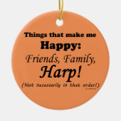 ハープで幸せになる セラミックオーナメント (正面)