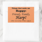 ハープで幸せになる 長方形シール (バッグ)