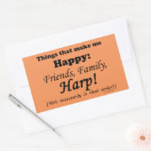 ハープで幸せになる 長方形シール (封筒)