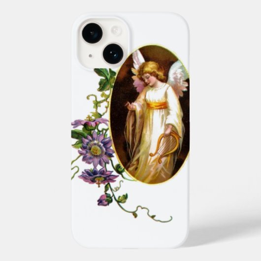 ハープとクレマティスの花を持つ天使 Case-Mate iPhoneケース (裏面)